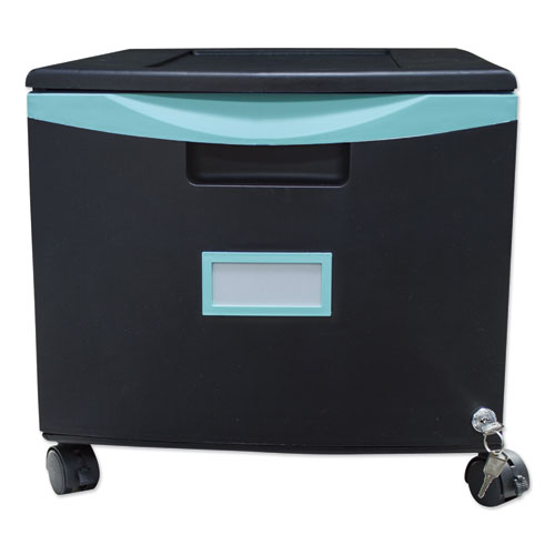 Picture of Single-Drawer Mobile Filing Cabinet, 1 Legal/Letter-Size File Drawer, Black/Teal, 14.75" x 18.25" x 12.75"