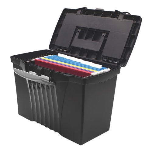 Picture of Portable Letter/Legal Filebox with Organizer Lid, Letter/Legal Files, 14.5" x 10.5" x 12", Black