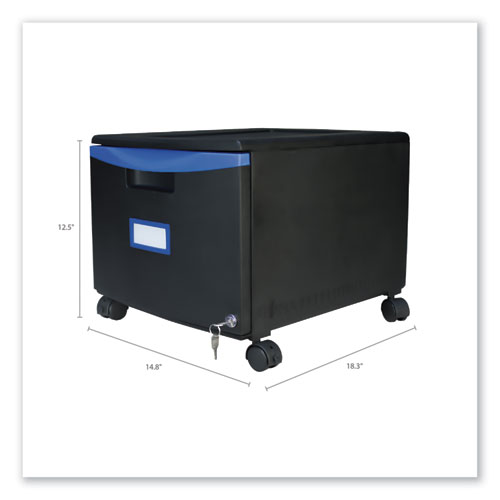 Picture of Single-Drawer Mobile Filing Cabinet, 1 Legal/Letter-Size File Drawer, Black/Blue, 14.75" x 18.25" x 12.75"