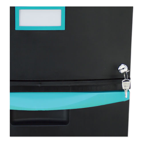 Picture of Single-Drawer Mobile Filing Cabinet, 1 Legal/Letter-Size File Drawer, Black/Teal, 14.75" x 18.25" x 12.75"