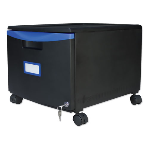 Picture of Single-Drawer Mobile Filing Cabinet, 1 Legal/Letter-Size File Drawer, Black/Blue, 14.75" x 18.25" x 12.75"