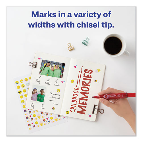 Picture of MARKS A LOT Regular Desk-Style Permanent Marker, Broad Chisel Tip, Red, Dozen (7887)