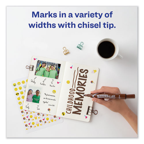 Picture of MARKS A LOT Large Desk-Style Permanent Marker, Broad Chisel Tip, Brown, Dozen (8881)