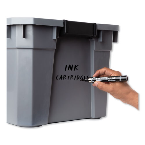 Picture of MARKS A LOT Large Desk-Style Permanent Marker with Metal Pocket Clip, Broad Bullet Tip, Black, Dozen (24878)