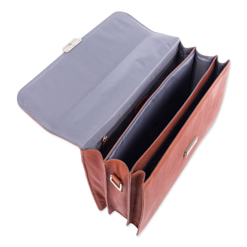 Picture of Milestone Briefcase, Fits Devices Up to 15.6", Leather, 5 x 5 x 12, Cognac