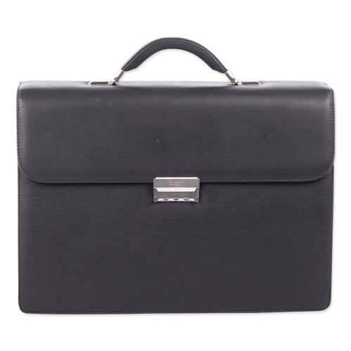 Picture of Milestone Briefcase, Fits Devices Up to 15.6", Leather, 5 x 5 x 12, Black