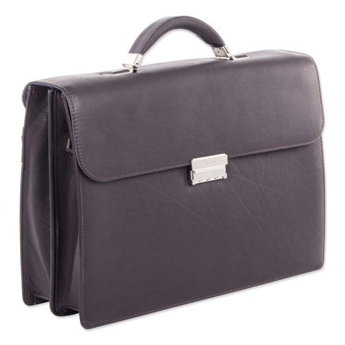 Picture of Milestone Briefcase, Fits Devices Up to 15.6", Leather, 5 x 5 x 12, Brown