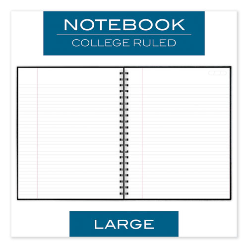 Picture of Hardbound Notebook with Pocket, 1-Subject, Wide/Legal Rule, Black Cover, (96) 11 x 8.5 Sheets