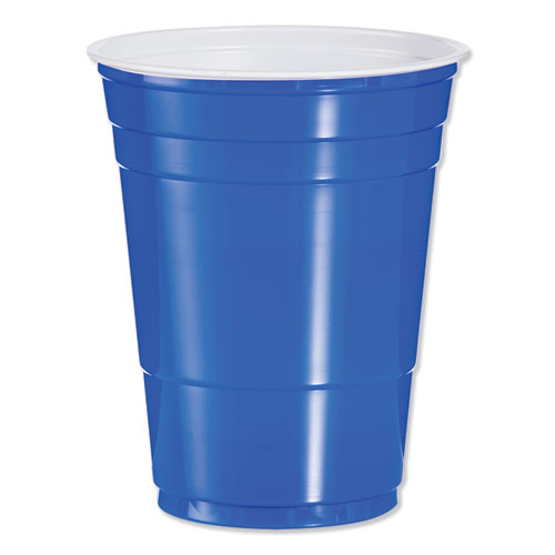 Picture of SOLO Party Plastic Cold Drink Cups, 16 oz, Blue, 50/Bag, 20 Bags/Carton