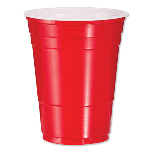 Picture of SOLO Party Plastic Cold Drink Cups, 16 oz, Red, 50/Pack