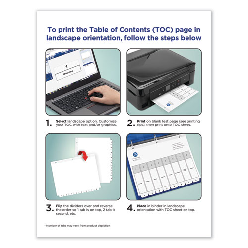 Picture of Customizable TOC Ready Index Black and White Dividers, 31-Tab, 1 to 31, 11 x 8.5, 1 Set