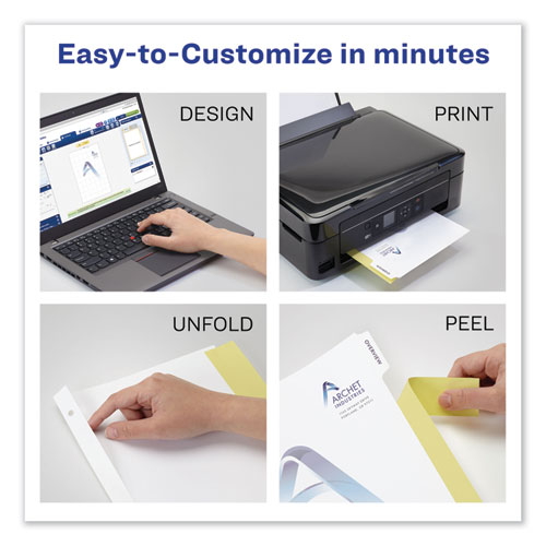 Picture of Customizable Print-On Dividers, 3-Hole Punched, 5-Tab, 11 x 8.5, White, 5 Sets