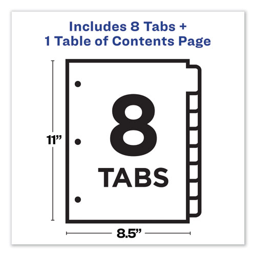 Picture of Customizable TOC Ready Index Black and White Dividers, 8-Tab, 1 to 8, 11 x 8.5, 1 Set