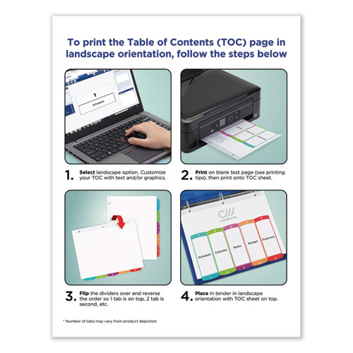 Picture of Customizable TOC Ready Index Multicolor Tab Dividers, 5-Tab, 1 to 5, 11 x 8.5, White, Contemporary Color Tabs, 1 Set