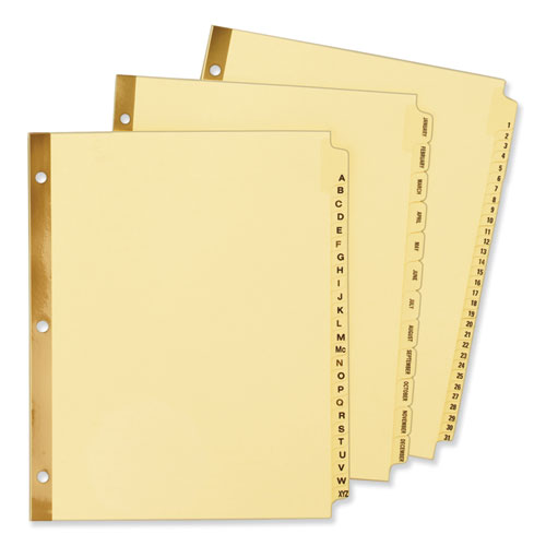 Picture of Preprinted Laminated Tab Dividers with Gold Reinforced Binding Edge, 31-Tab, 1 to 31, 11 x 8.5, Buff, 1 Set