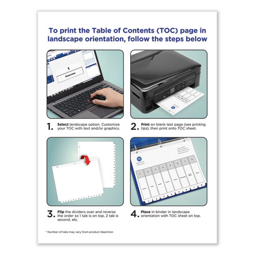 Picture of Customizable TOC Ready Index Multicolor Tab Dividers, 26-Tab, A to Z, 11 x 8.5, White, Traditional Color Tabs, 1 Set