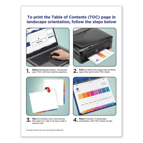 Picture of Customizable TOC Ready Index Multicolor Tab Dividers, Uncollated, 8-Tab, 1 to 8, 11 x 8.5, White, 24 Sets