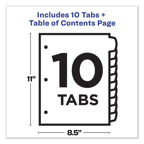 Picture of Customizable TOC Ready Index Black and White Dividers, 10-Tab, 1 to 10, 11 x 8.5, 1 Set