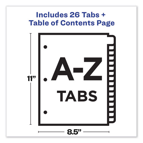 Picture of Customizable TOC Ready Index Multicolor Tab Dividers, 26-Tab, A to Z, 11 x 8.5, White, Traditional Color Tabs, 1 Set