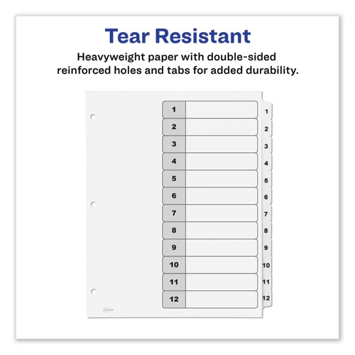 Picture of Customizable TOC Ready Index Black and White Dividers, 12-Tab, 1 to 12, 11 x 8.5, 1 Set