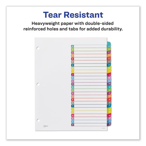 Picture of Customizable TOC Ready Index Multicolor Tab Dividers, 26-Tab, A to Z, 11 x 8.5, White, Contemporary Color Tabs, 1 Set