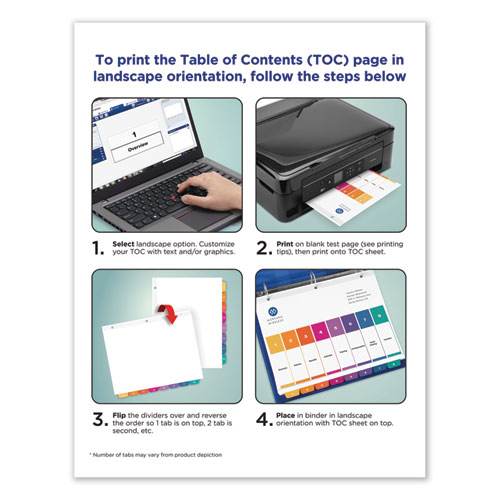 Picture of Customizable TOC Ready Index Multicolor Tab Dividers, 10-Tab, 1 to 10, 11 x 8.5, White, Traditional Color Tabs, 1 Set