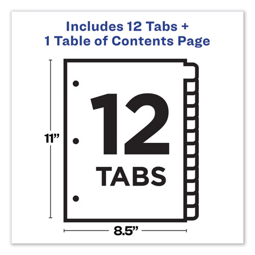 Picture of Customizable TOC Ready Index Black and White Dividers, 12-Tab, 1 to 12, 11 x 8.5, 1 Set