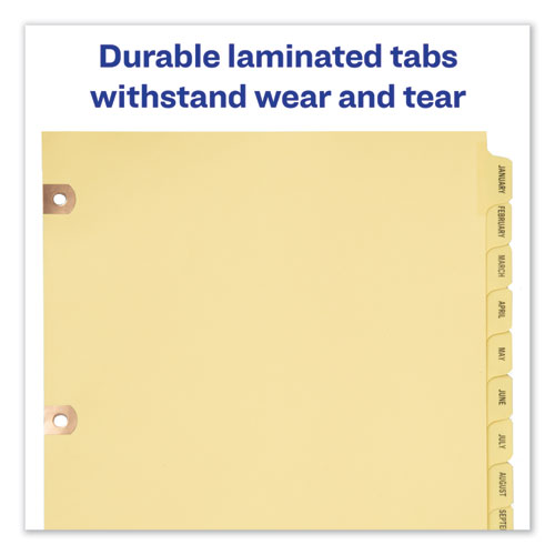 Picture of Preprinted Laminated Tab Dividers with Copper Reinforced Holes, 12-Tab, Jan. to Dec., 11 x 8.5, Buff, 1 Set