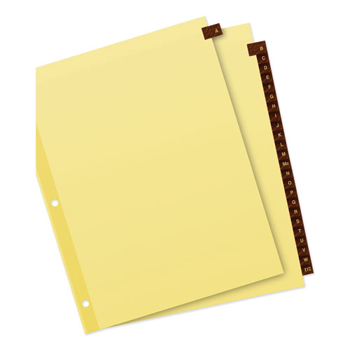 Picture of Preprinted Red Leather Tab Dividers with Clear Reinforced Edge, 25-Tab, A to Z, 11 x 8.5, Buff, 1 Set