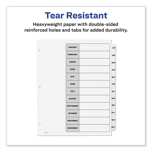 Picture of Customizable TOC Ready Index Black and White Dividers, 12-Tab, Jan. to Dec., 11 x 8.5, 1 Set