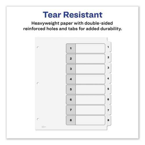 Picture of Customizable TOC Ready Index Black and White Dividers, 8-Tab, 1 to 8, 11 x 8.5, 1 Set