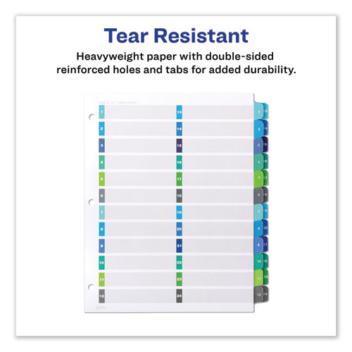 Picture of Customizable TOC Ready Index Double Column Multicolor Tab Dividers, 24-Tab, 1 to 24, 11 x 8.5, White, 1 Set