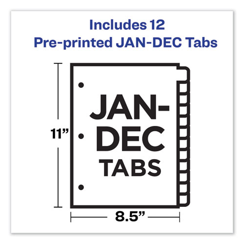 Picture of Preprinted Laminated Tab Dividers with Copper Reinforced Holes, 12-Tab, Jan. to Dec., 11 x 8.5, Buff, 1 Set