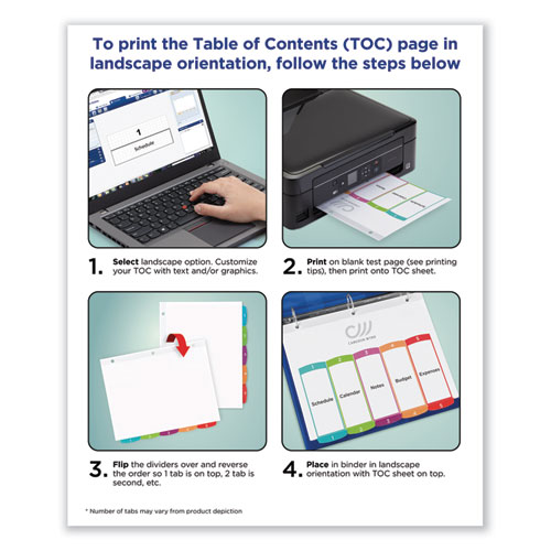 Picture of Customizable TOC Ready Index Multicolor Tab Dividers, 8-Tab, 1 to 8, 11 x 8.5, White, Contemporary Color Tabs, 1 Set