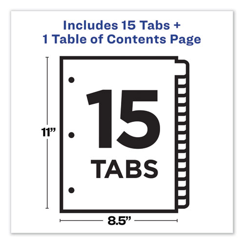 Picture of Customizable TOC Ready Index Black and White Dividers, 15-Tab, 1 to 15, 11 x 8.5, 1 Set