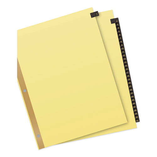 Picture of Preprinted Black Leather Tab Dividers w/Gold Reinforced Edge, 31-Tab, 1 to 31, 11 x 8.5, Buff, 1 Set