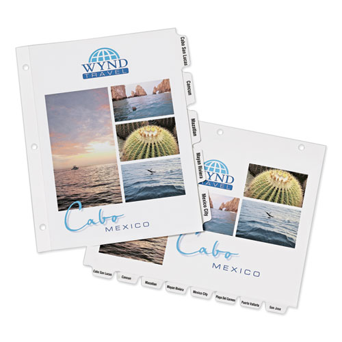 Picture of Customizable Print-On Dividers, 3-Hole Punched, 5-Tab, 11 x 8.5, White, 1 Set