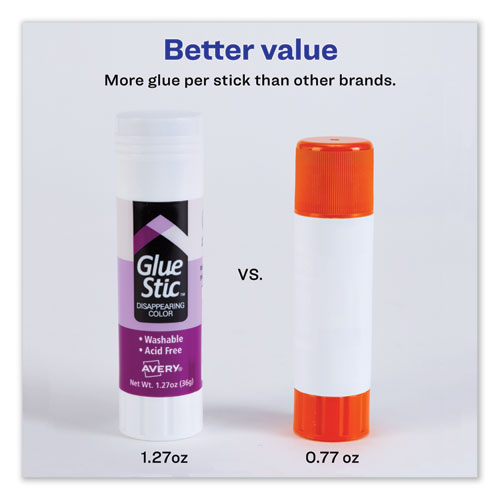 Picture of Permanent Glue Stic Value Pack, 1.27 oz, Applies Purple, Dries Clear, 6/Pack