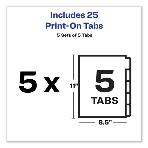 Picture of Customizable Print-On Dividers, Unpunched, 5-Tab, 11 x 8.5, White, 5 Sets