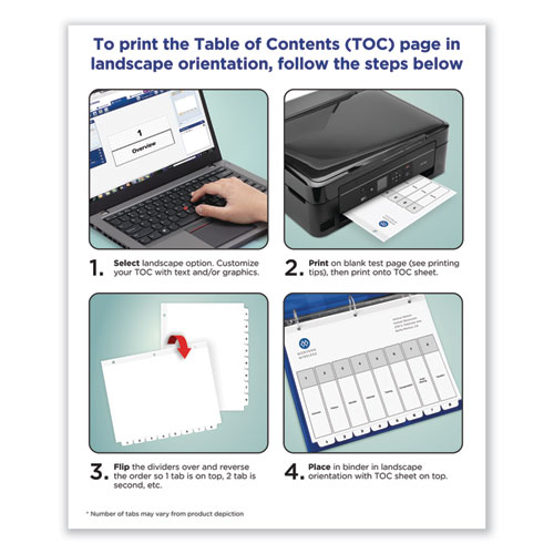 Picture of Customizable TOC Ready Index Black and White Dividers, 10-Tab, 1 to 10, 11 x 8.5, 1 Set