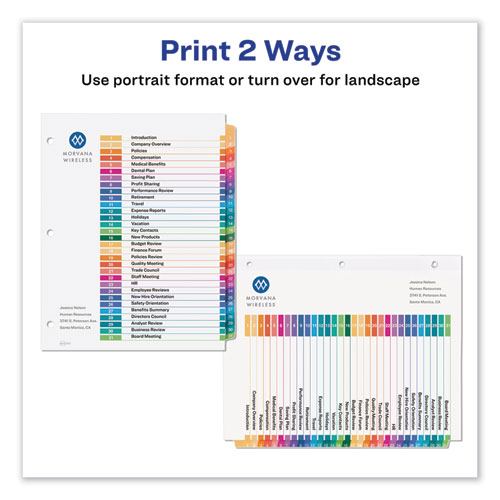 Picture of Customizable Table of Contents Ready Index Dividers with Multicolor Tabs, 31-Tab, 1 to 31, 11 x 8.5, White, 1 Set