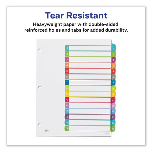 Picture of Customizable TOC Ready Index Multicolor Tab Dividers, 15-Tab, 1 to 15, 11 x 8.5, White, Contemporary Color Tabs, 1 Set