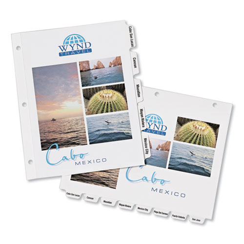 Picture of Customizable Print-On Dividers, 3-Hole Punched, 5-Tab, 11 x 8.5, White, 5 Sets