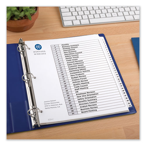 Picture of Customizable TOC Ready Index Black and White Dividers, 31-Tab, 1 to 31, 11 x 8.5, 1 Set