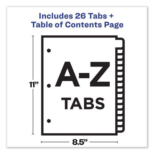 Picture of Customizable Table of Contents Ready Index Dividers with Multicolor Tabs, 26-Tab, A to Z, 11 x 8.5, White, 1 Set