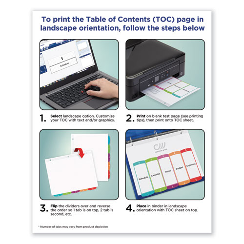 Picture of Customizable TOC Ready Index Multicolor Tab Dividers, 10-Tab, 1 to 10, 11 x 8.5, White, Contemporary Color Tabs, 1 Set