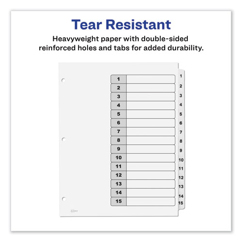 Picture of Customizable TOC Ready Index Black and White Dividers, 15-Tab, 1 to 15, 11 x 8.5, 1 Set