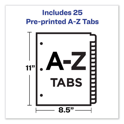 Picture of Preprinted Red Leather Tab Dividers with Clear Reinforced Edge, 25-Tab, A to Z, 11 x 8.5, Buff, 1 Set