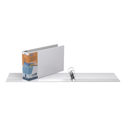 Picture of QuickFit Ledger D-Ring View Binder, 3 Rings, 3" Capacity, 11 x 17, White