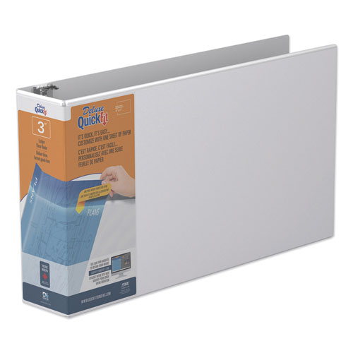 Picture of QuickFit Ledger D-Ring View Binder, 3 Rings, 3" Capacity, 11 x 17, White